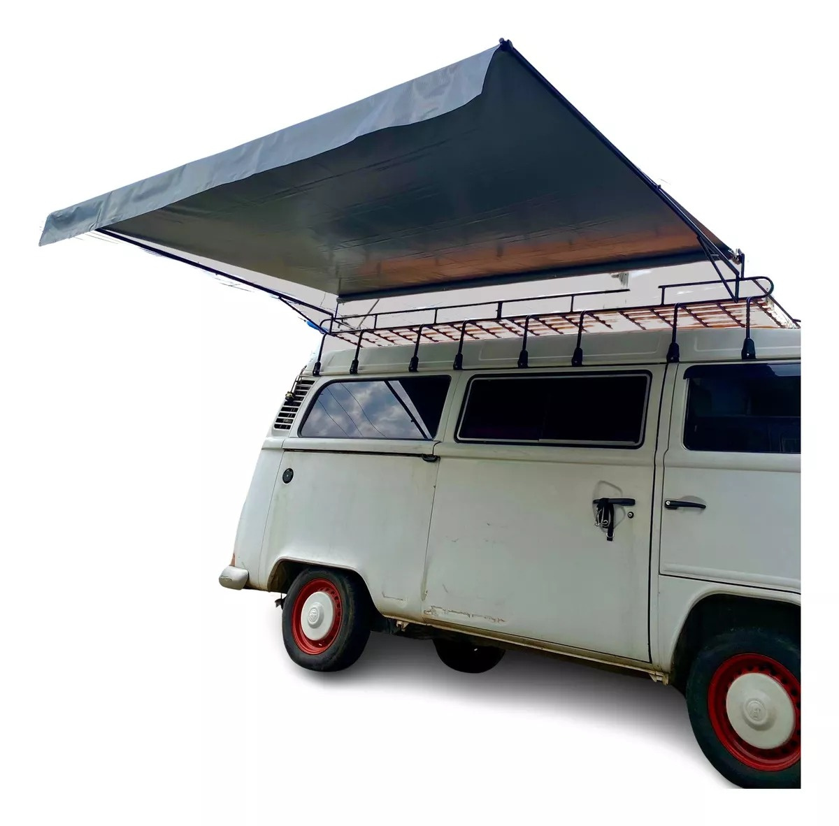 Bagageiro para Kombi com Estrutura para Toldo de 2,4 mt, Rack com Estrutura Toldo para Kombi com 2,4 mt, Maleiro de Teto para Kombi com Estrutura Toldo com 2,4 mt
